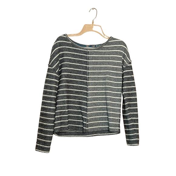 Anthropologie Devin Textured Sweatshirt Toned Grey Striped Sweater sz medium - Picture 3 of 14